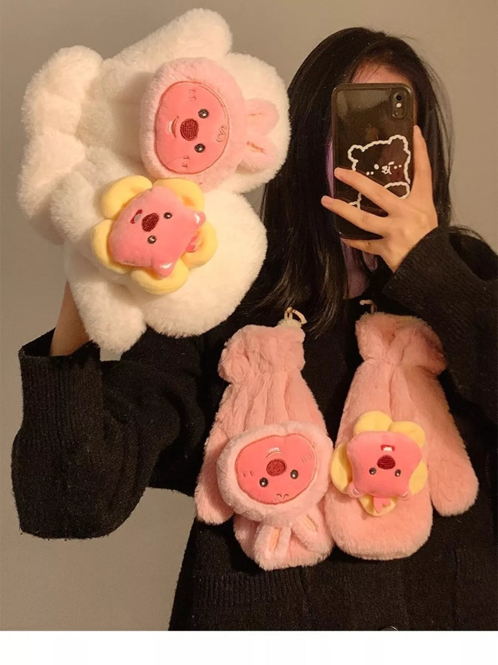 Cartoon Plush Warm Gloves