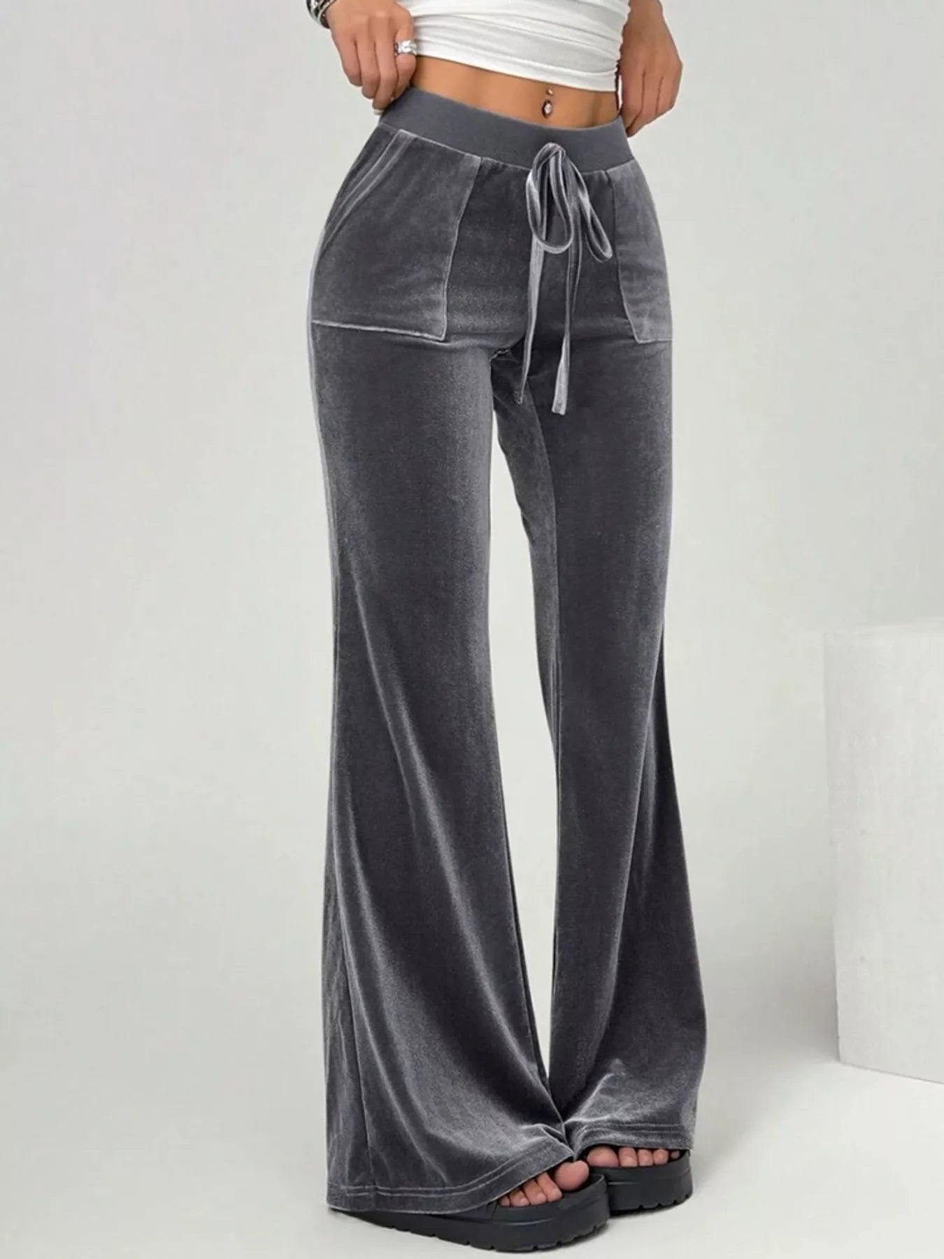 Velvet Flare Leg Pants