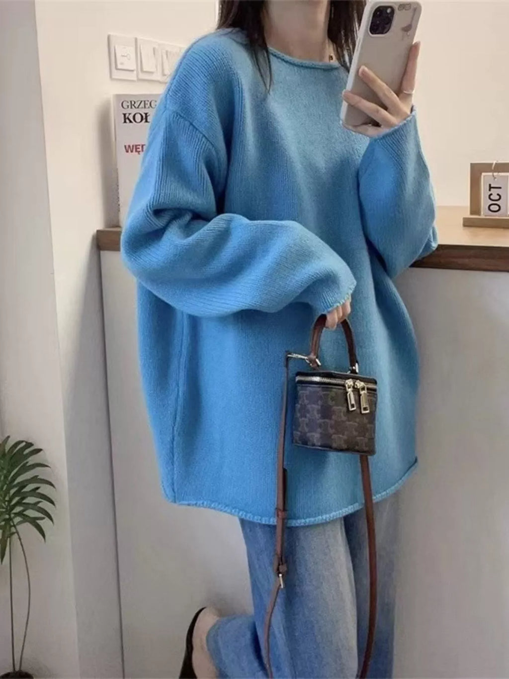 Round Neck Dropped Shoulder Sweater