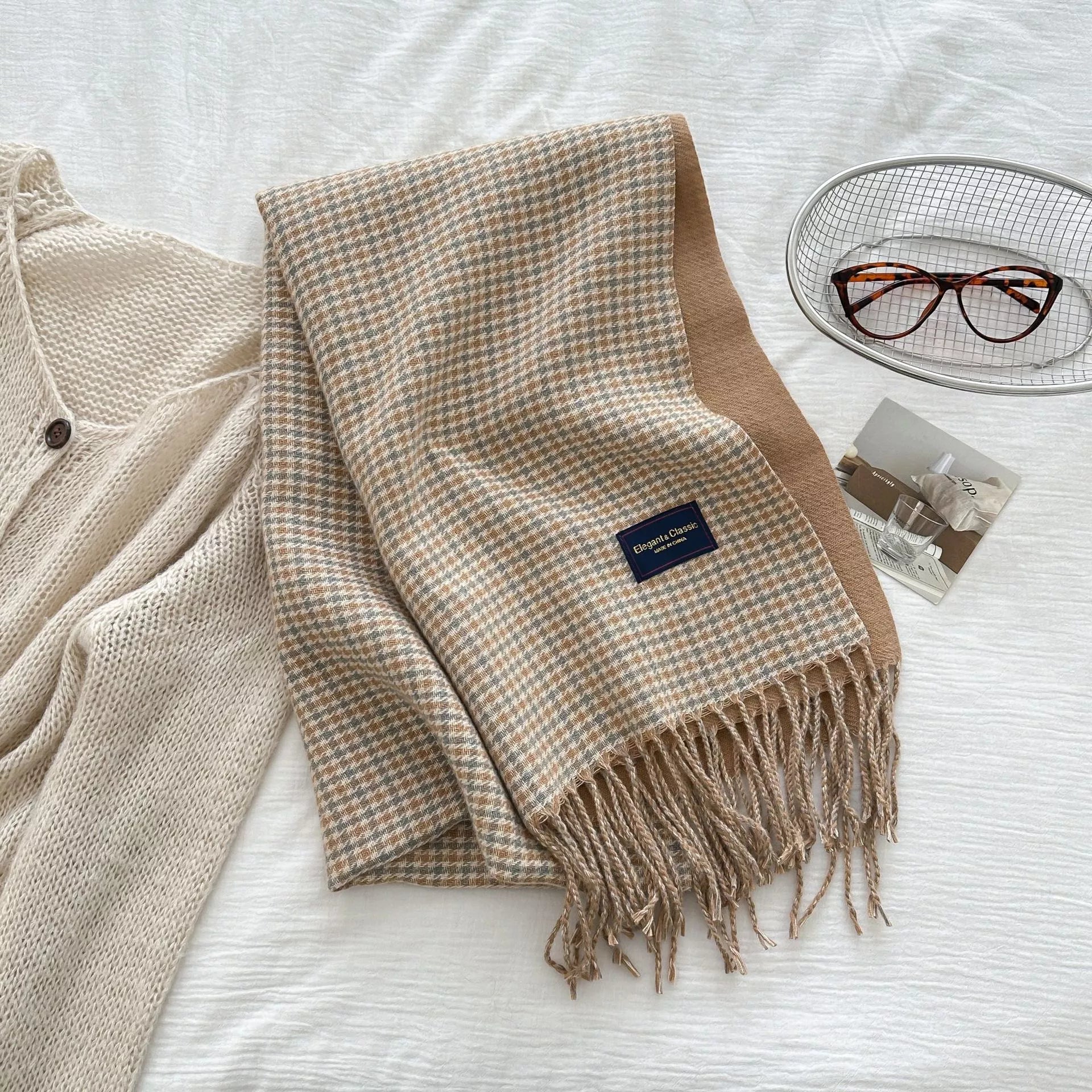 Plaid Fringe Warm Winter Scarf