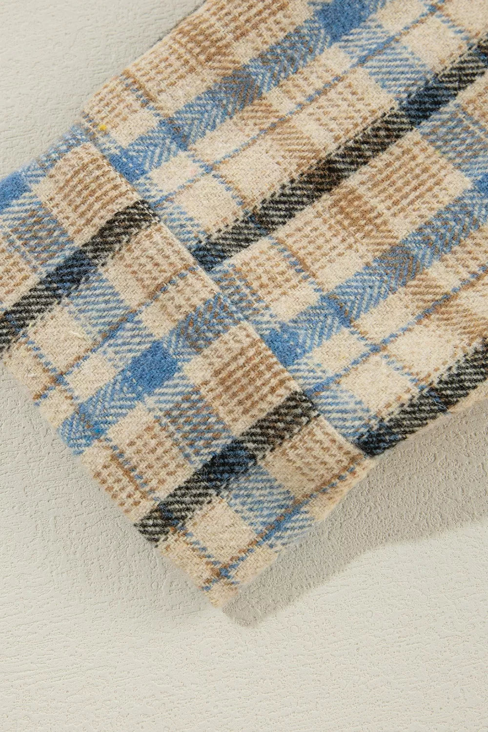 Plaid Drawstring Hooded Flannel Jacket