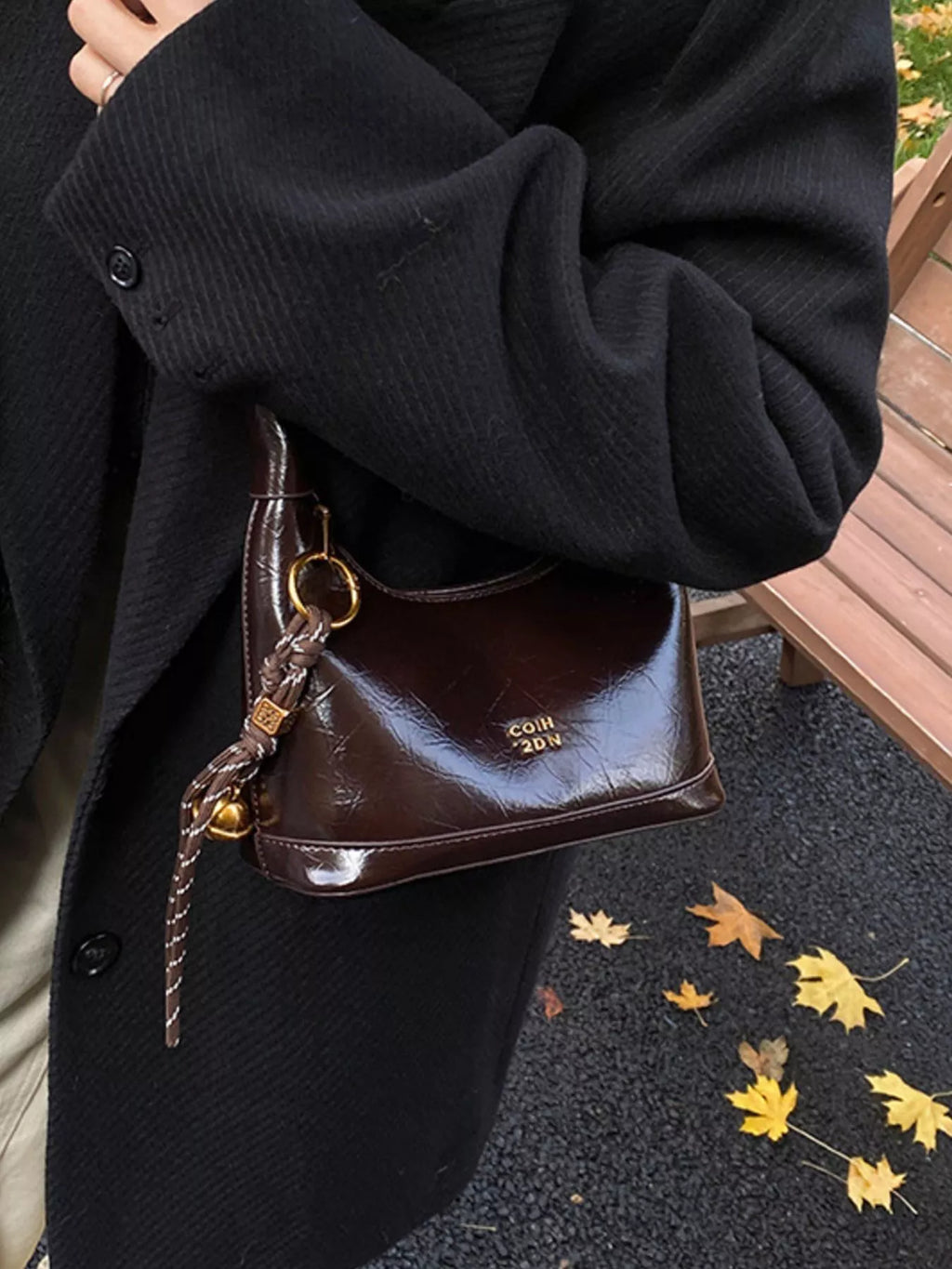 Leather Crossbody Bag with Charm
