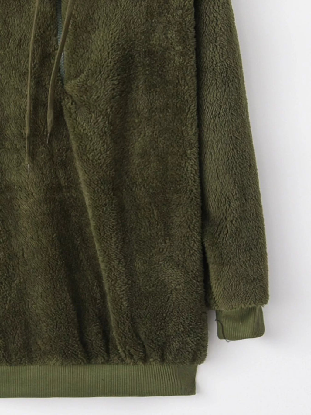 Full Size Half Zip Drawstring Fleece Hoodie Plus Size