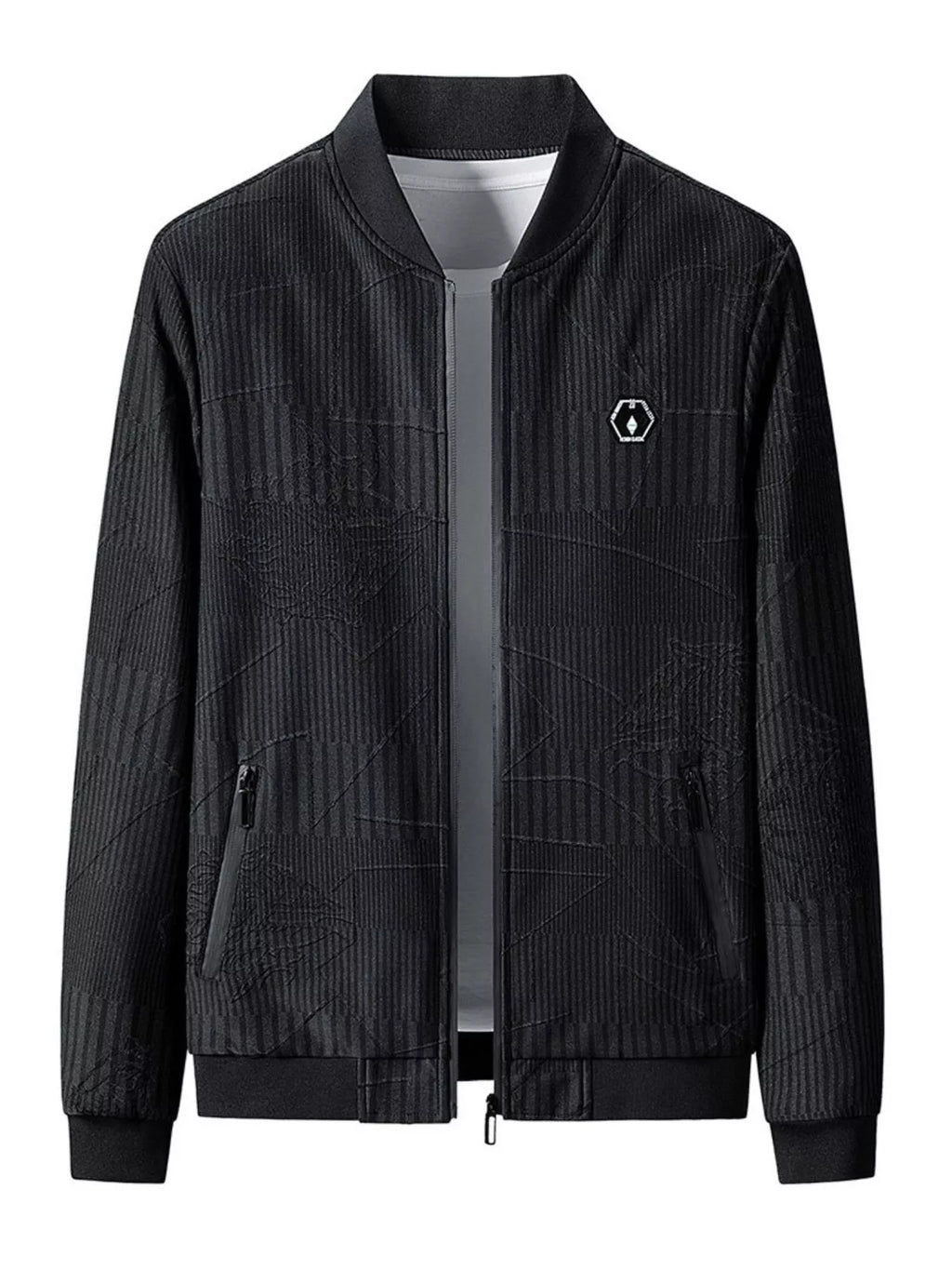 Men's Plus Size Zip Up Textured Jacket