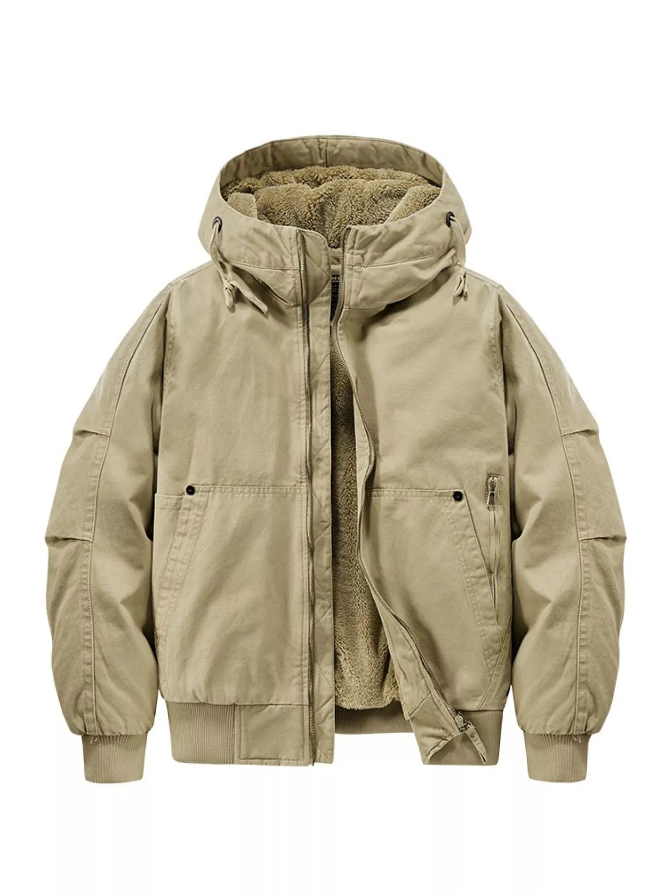 Men's Plus Size Hooded Fleece Lined Winter Jacket