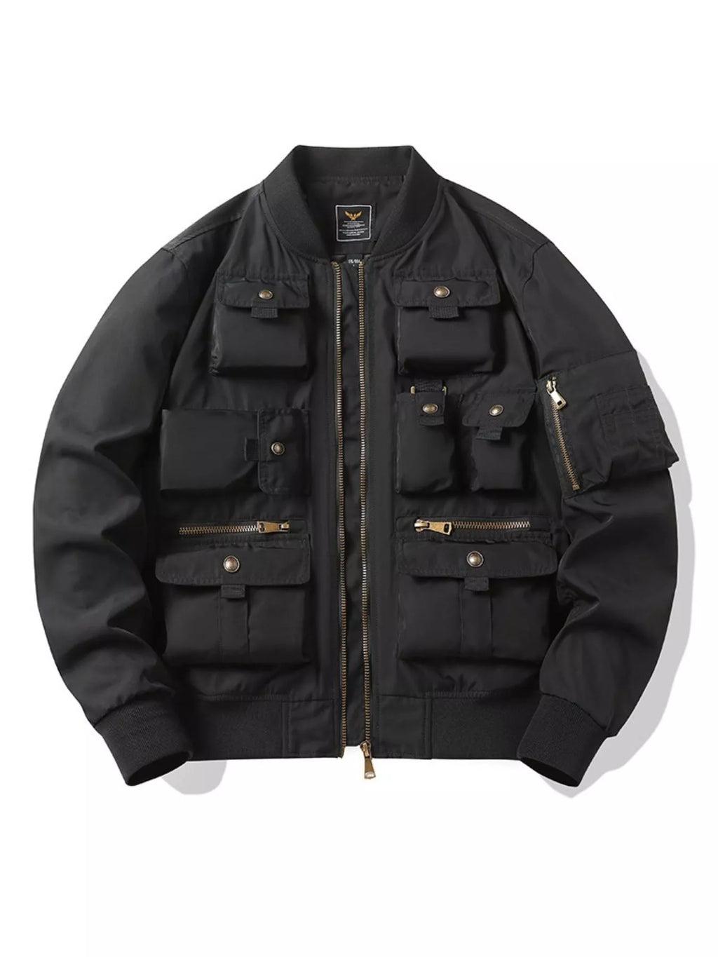 Men's Plus Size Multi-Pocket Zip Up Bomber Jacket
