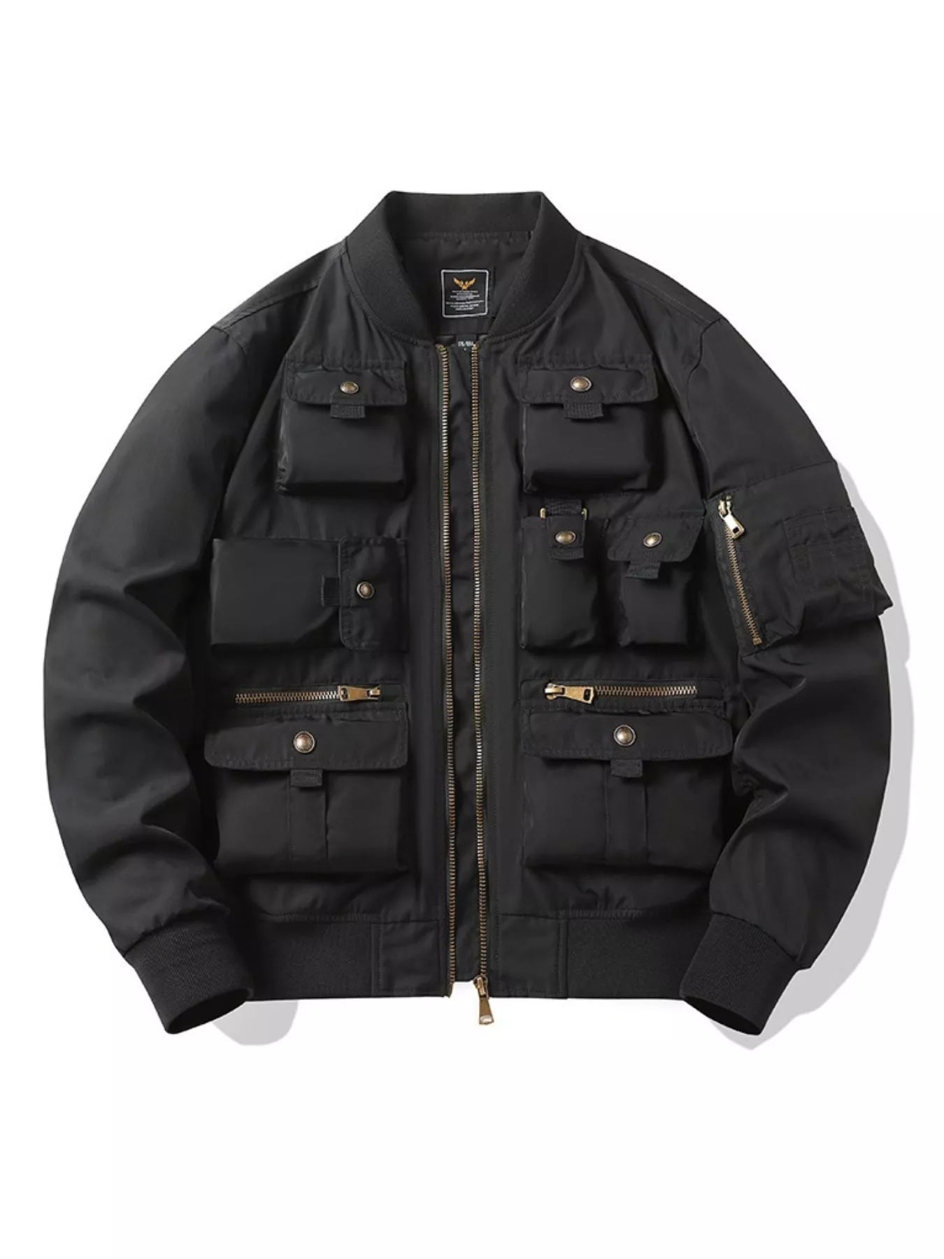 Men's Plus Size Multi-Pocket Zip Up Bomber Jacket