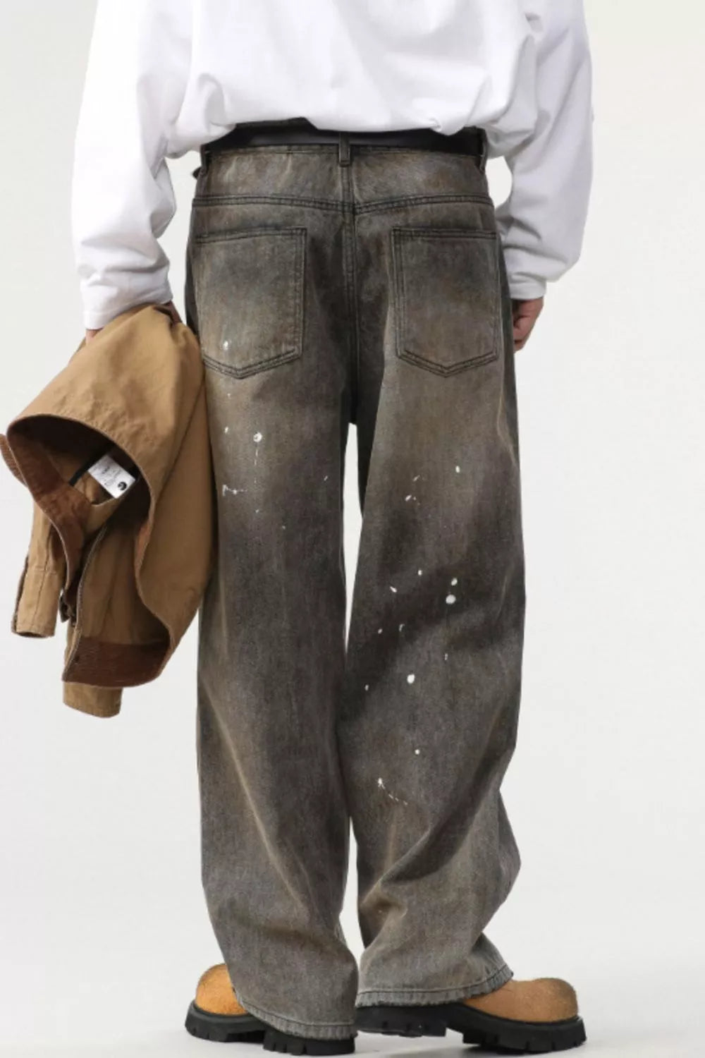 Men's Washed Splatter-Paint Loose Jeans