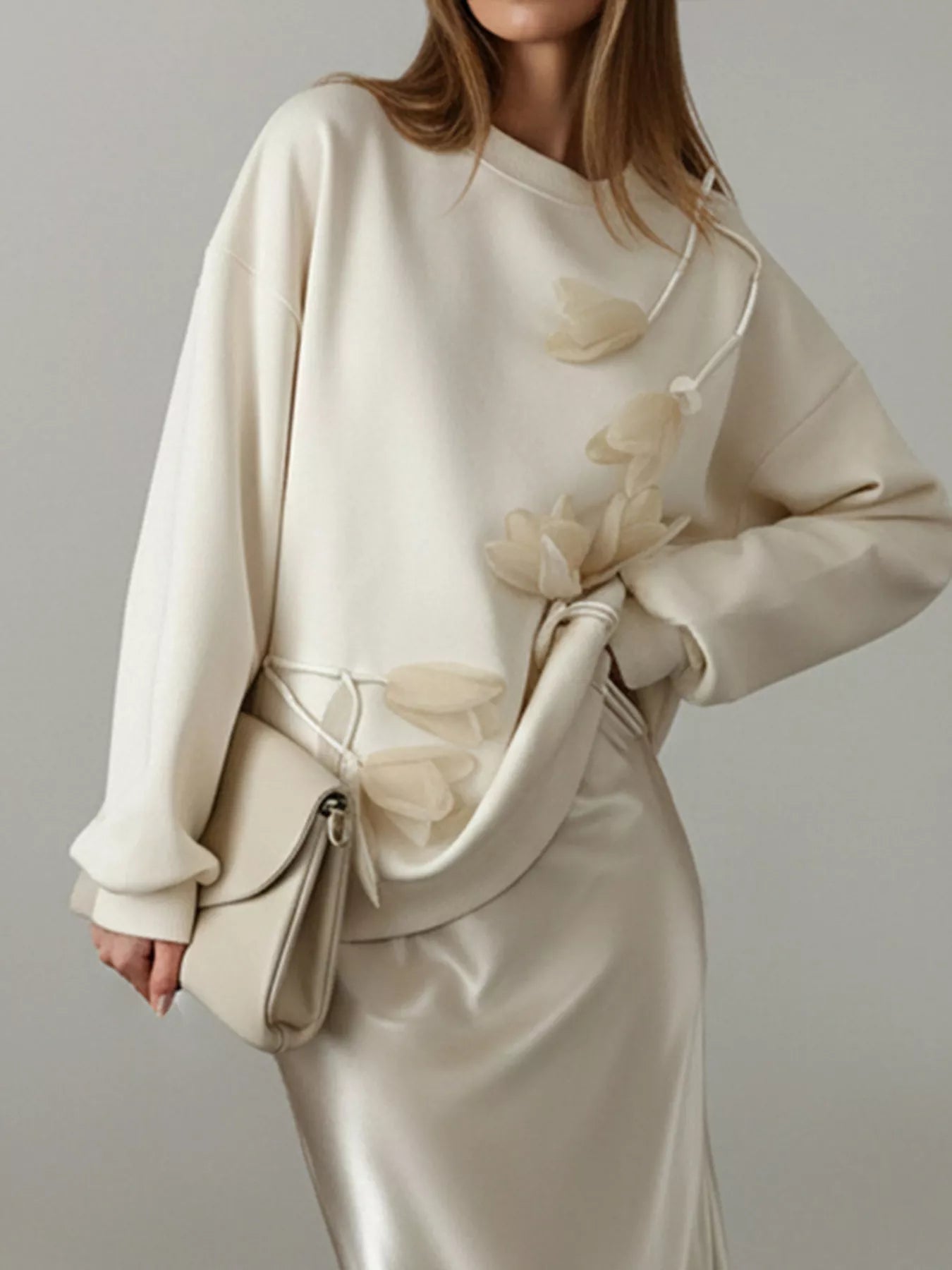 Flower Dropped Shoulder Sweatshirt