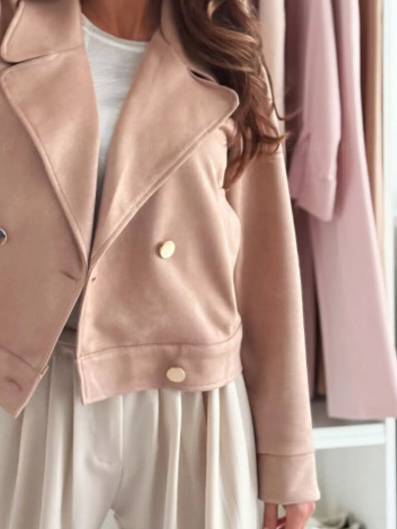 Double-Breasted Lapel Collar Jacket