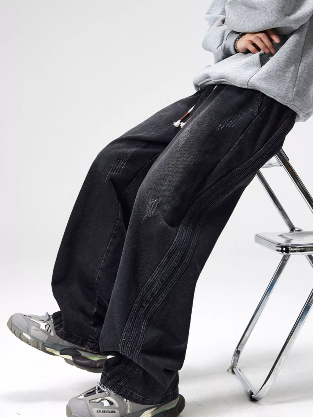 Men's Plus Size Wash Wide Leg Jeans