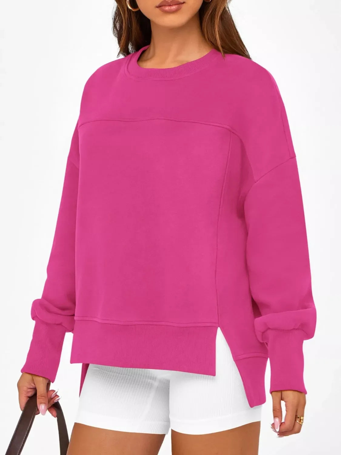 Casual Loose Side Slit Sweatshirt