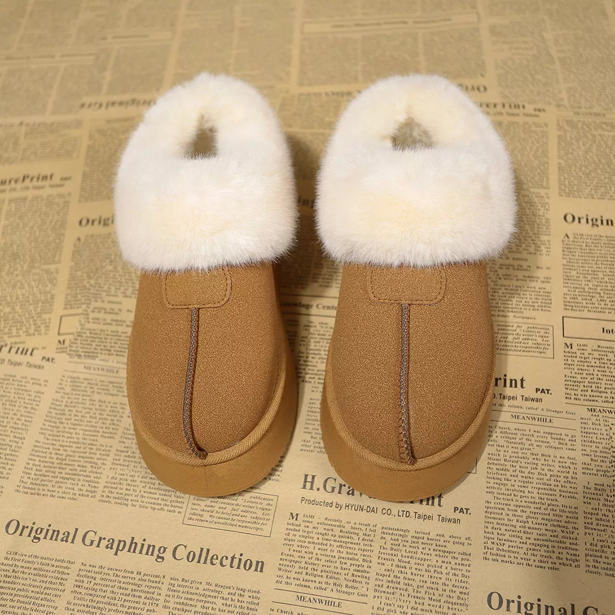 Fuzzy Platform Ankle Boots