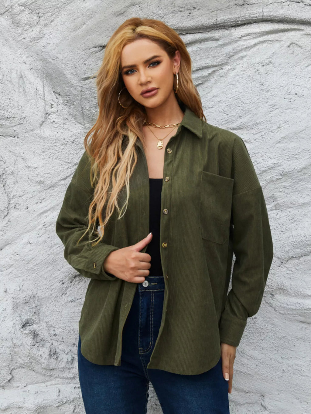 Corduroy Button-Up Shirt