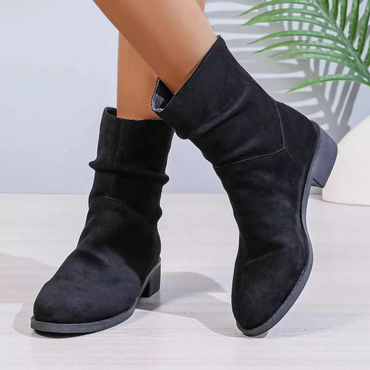 Point Toe Block Heels Boots