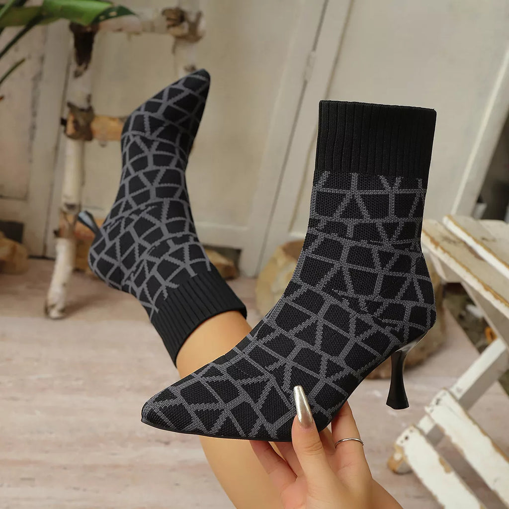Point Toe Flared Heel Boots