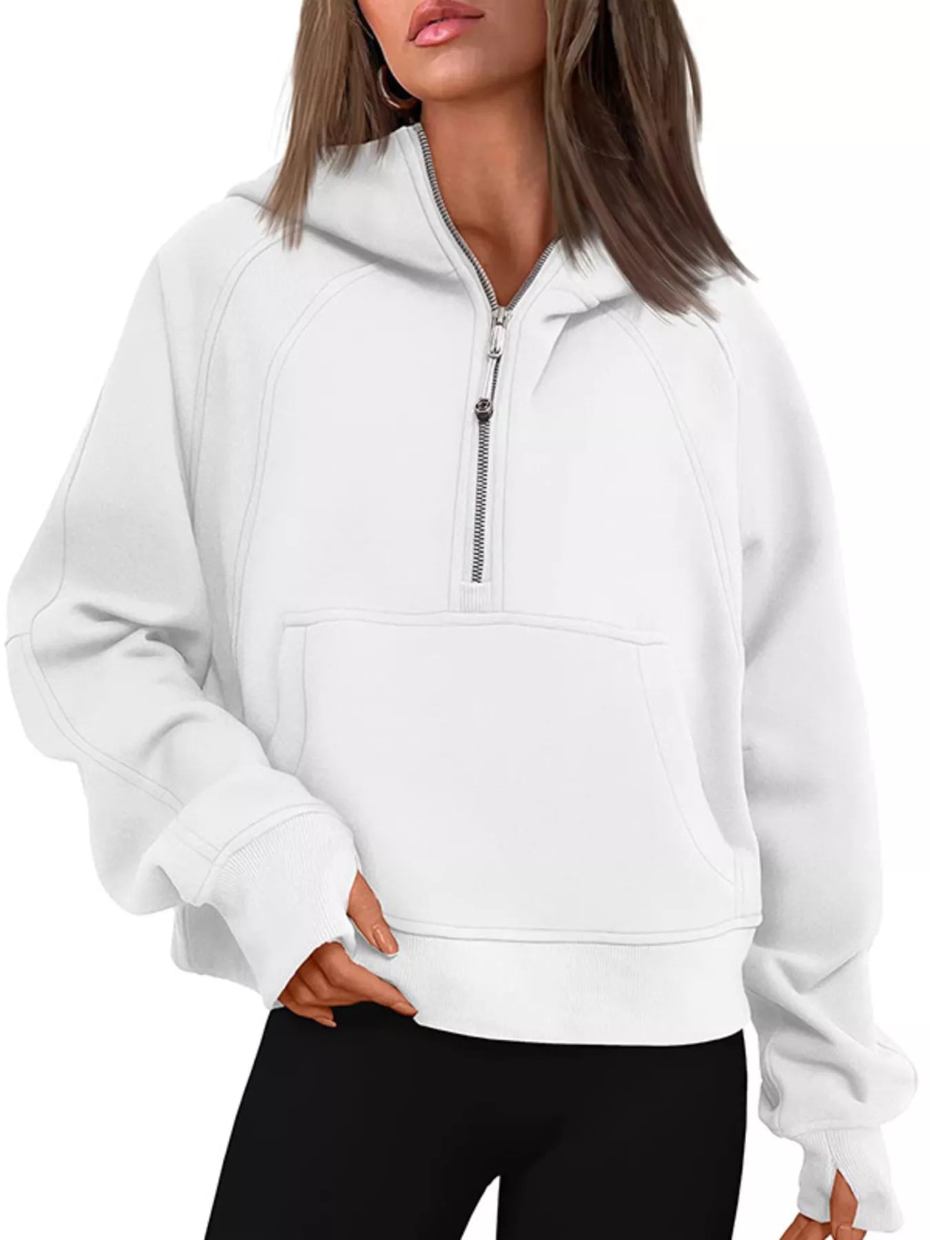 Half-Zip Kangaroo Pocket Hoodie