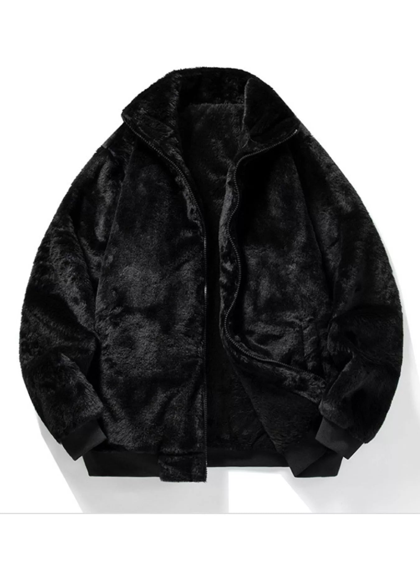 Men's Warm Faux Fur Zip Up Jacket