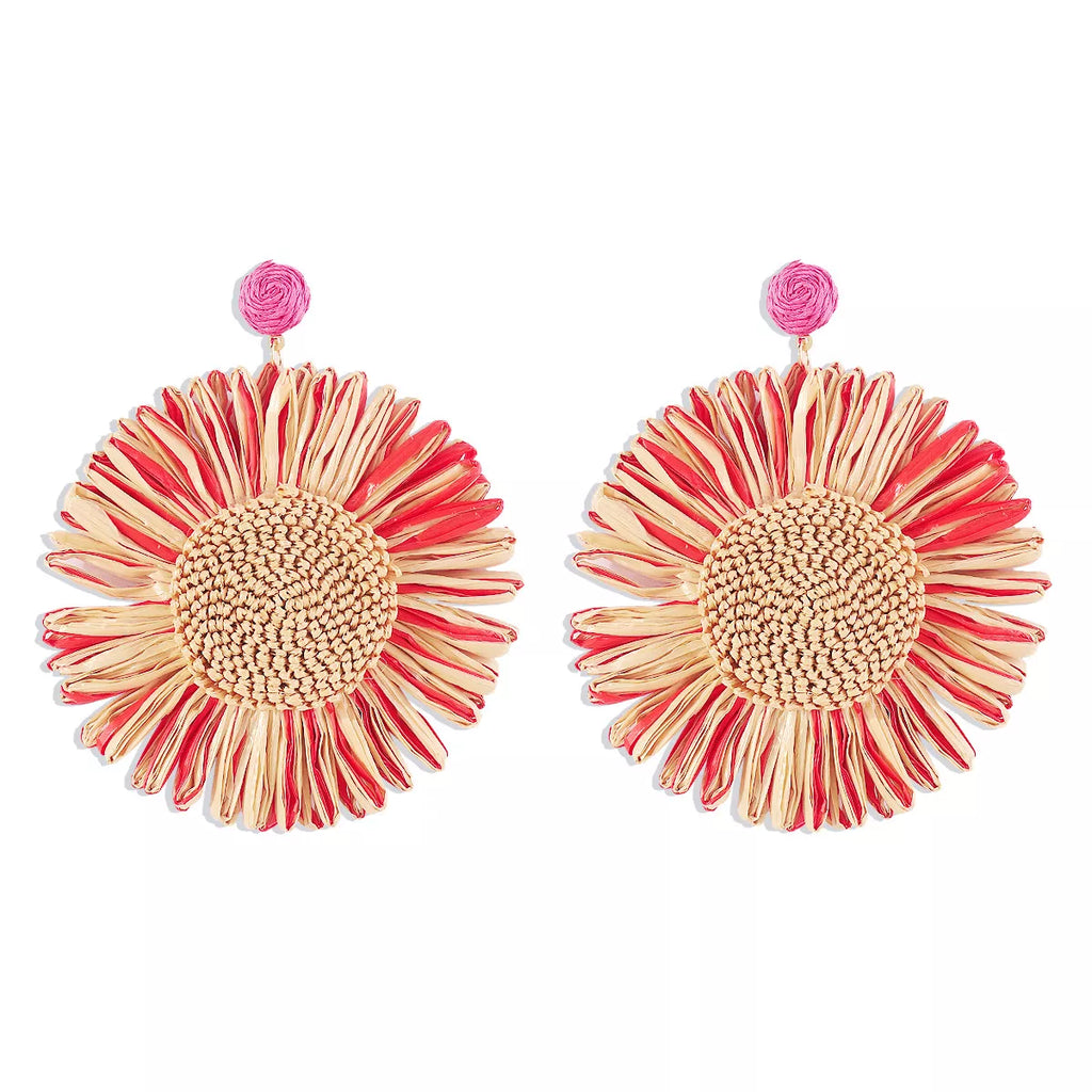 Sunflower Rattan Dangle Earrings