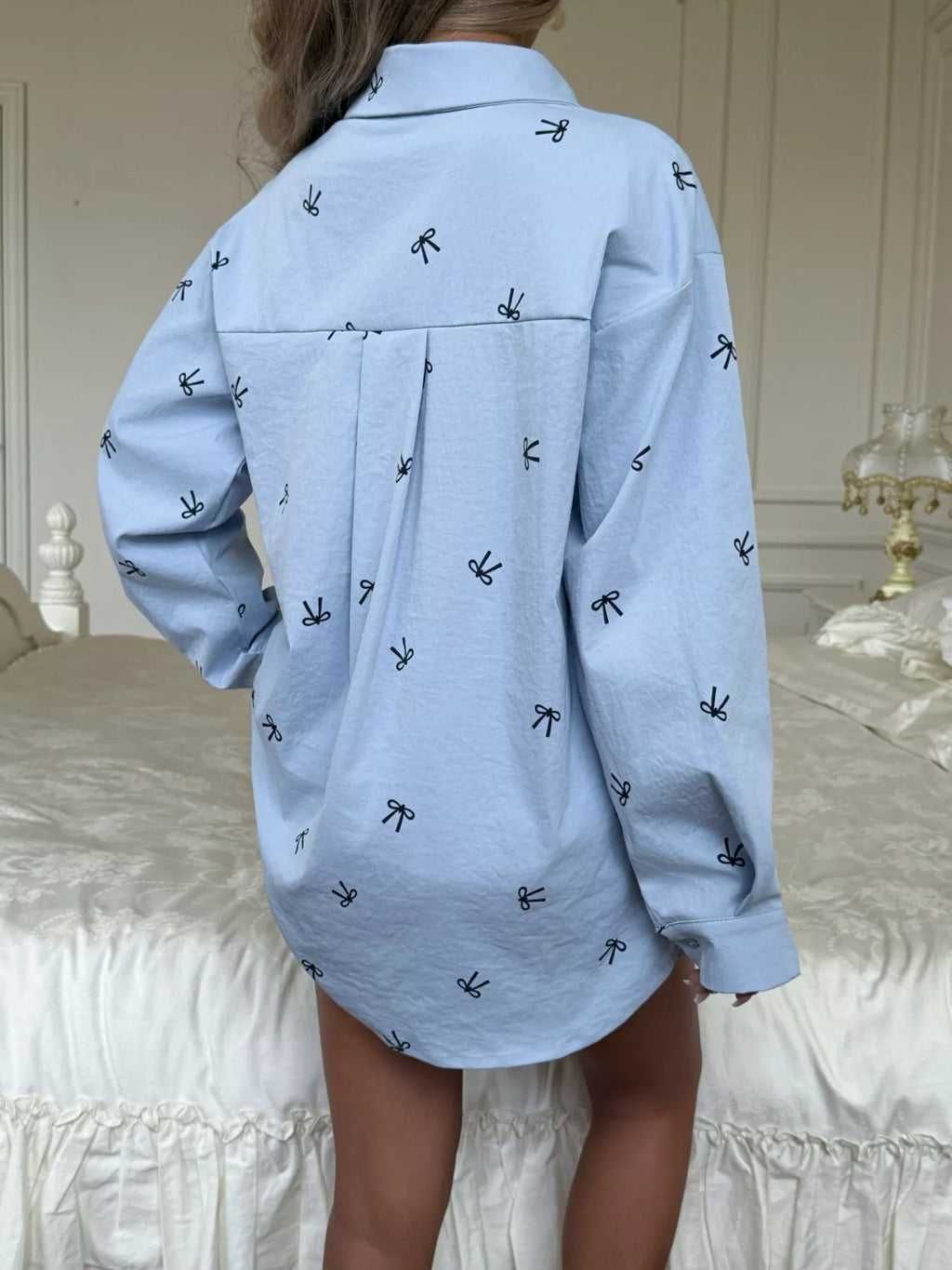 Bow Print Long Sleeve Shirt