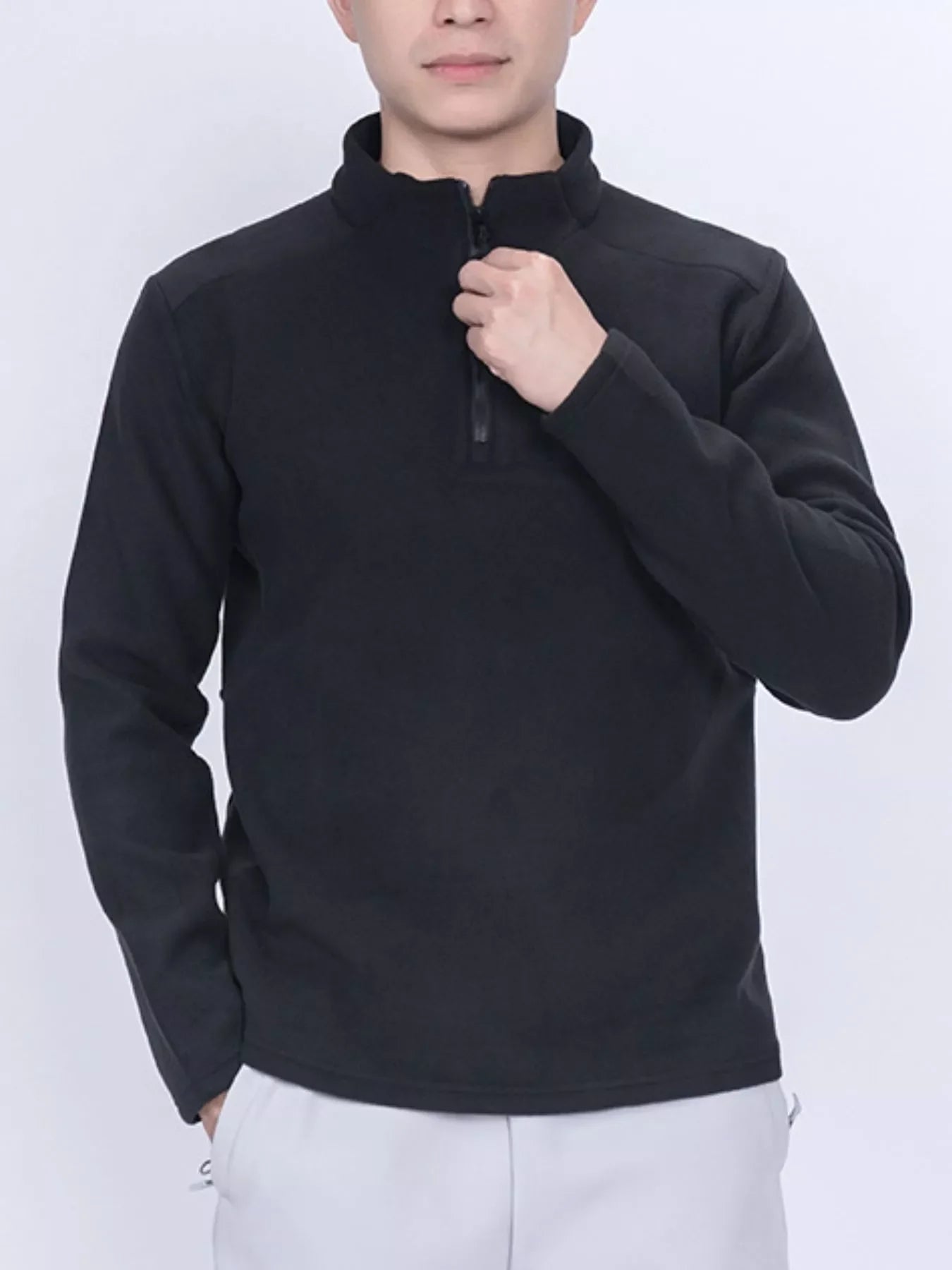 Men's Plus Size Quarter-Zip Fleece Sweatshirt