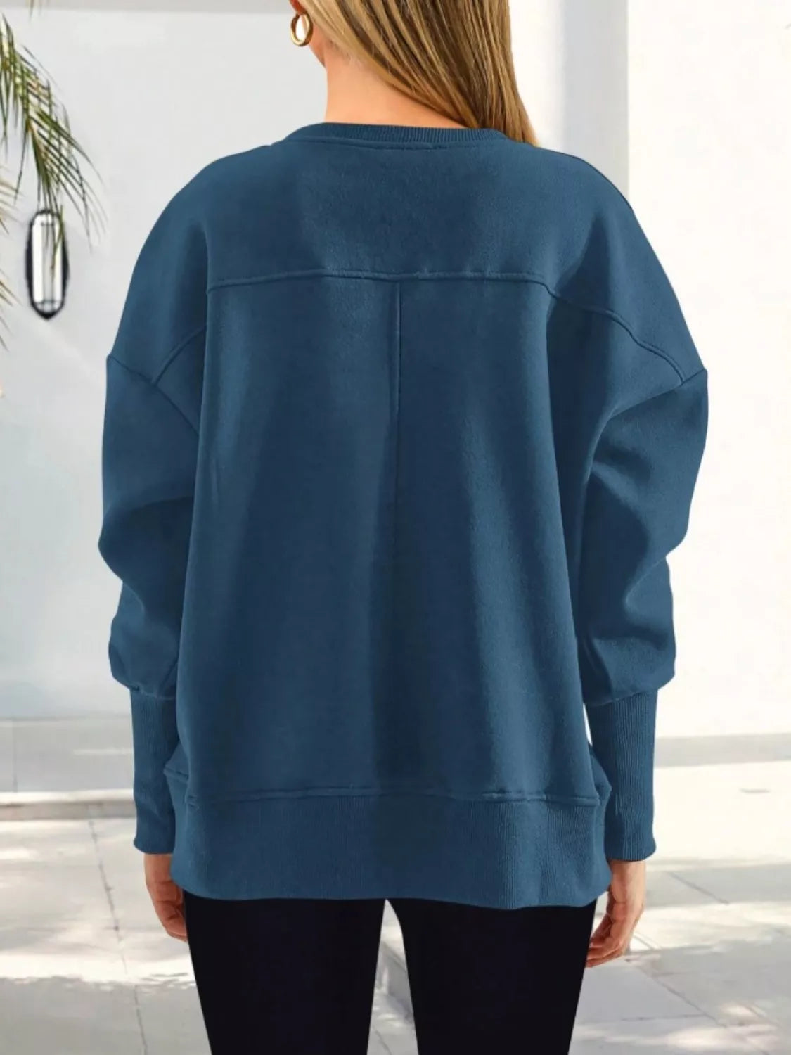 Casual Loose Side Slit Sweatshirt
