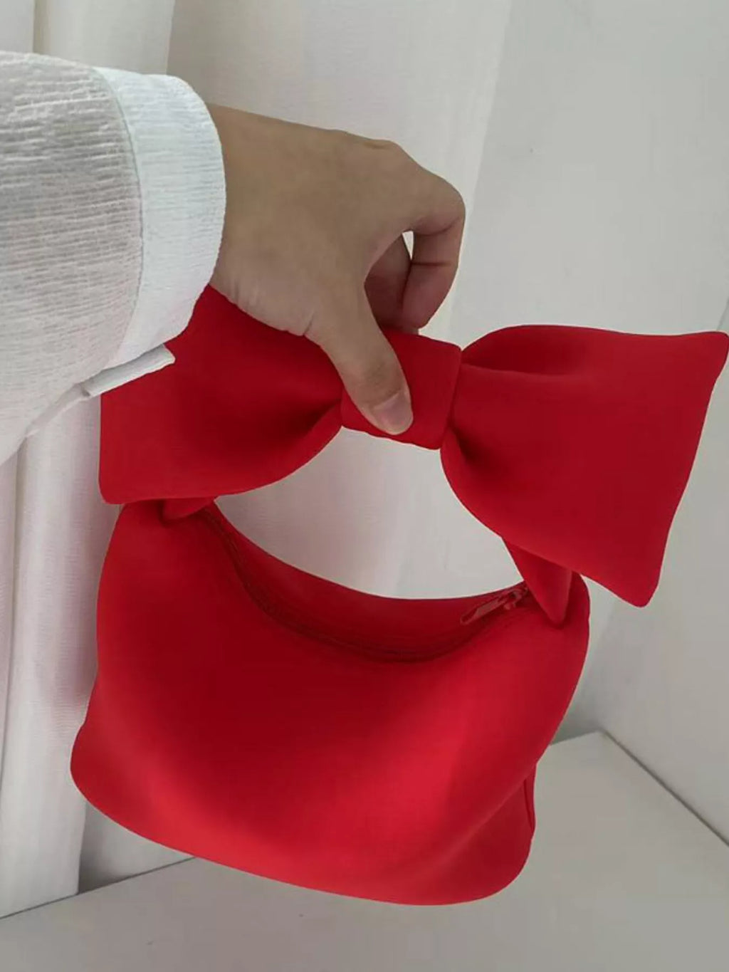 Solid Color Bow Handbag