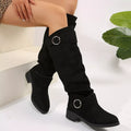 Block Heel Boots with Buckle Detail