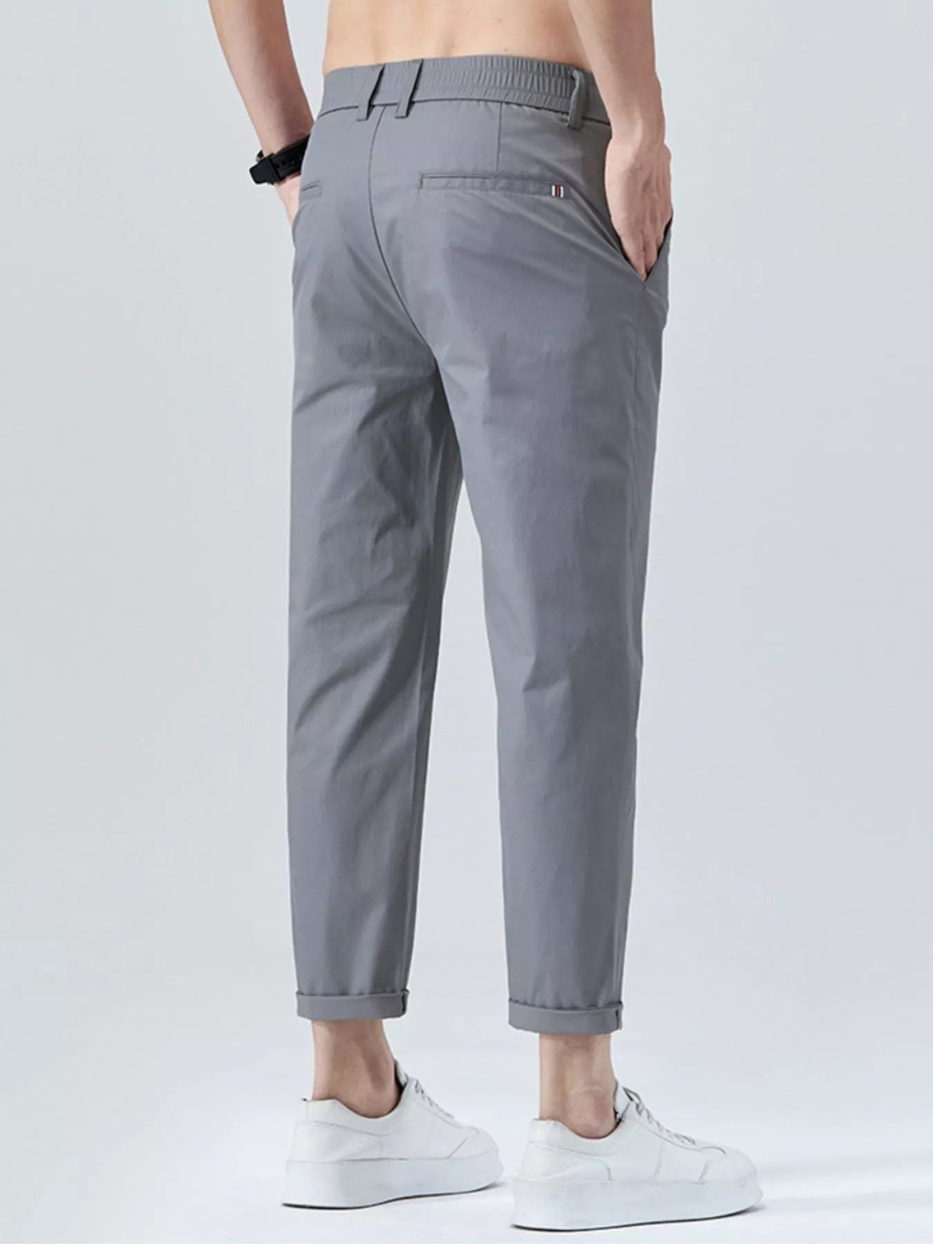 Men's Casual Straight-Leg Cropped Pants
