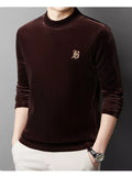 Men's Plus Size Velvet Embroidered Warm T-Shirt