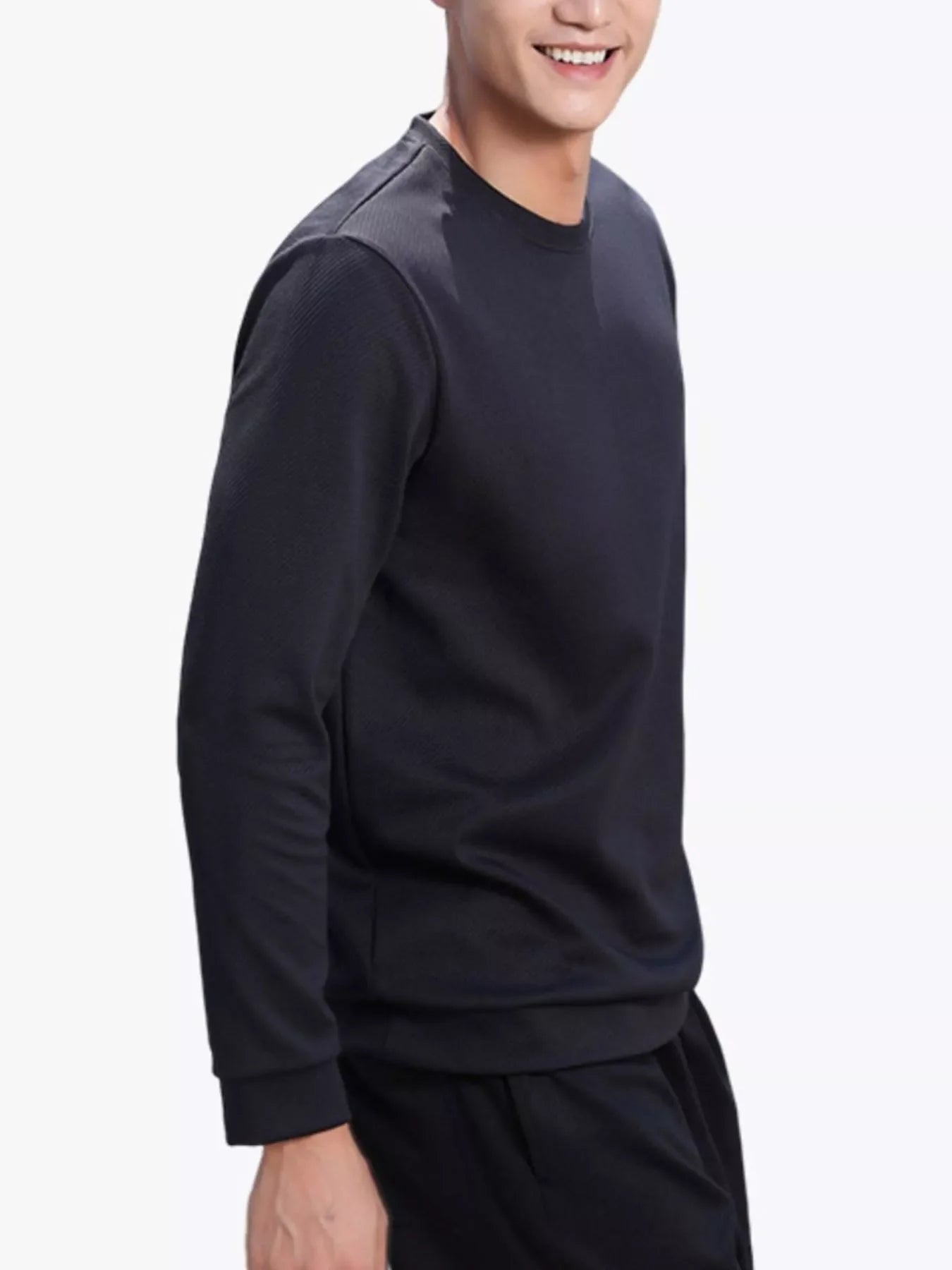 Men's Full Size Casual Solid Color Long Sleeve Sweatshirt Plus Size