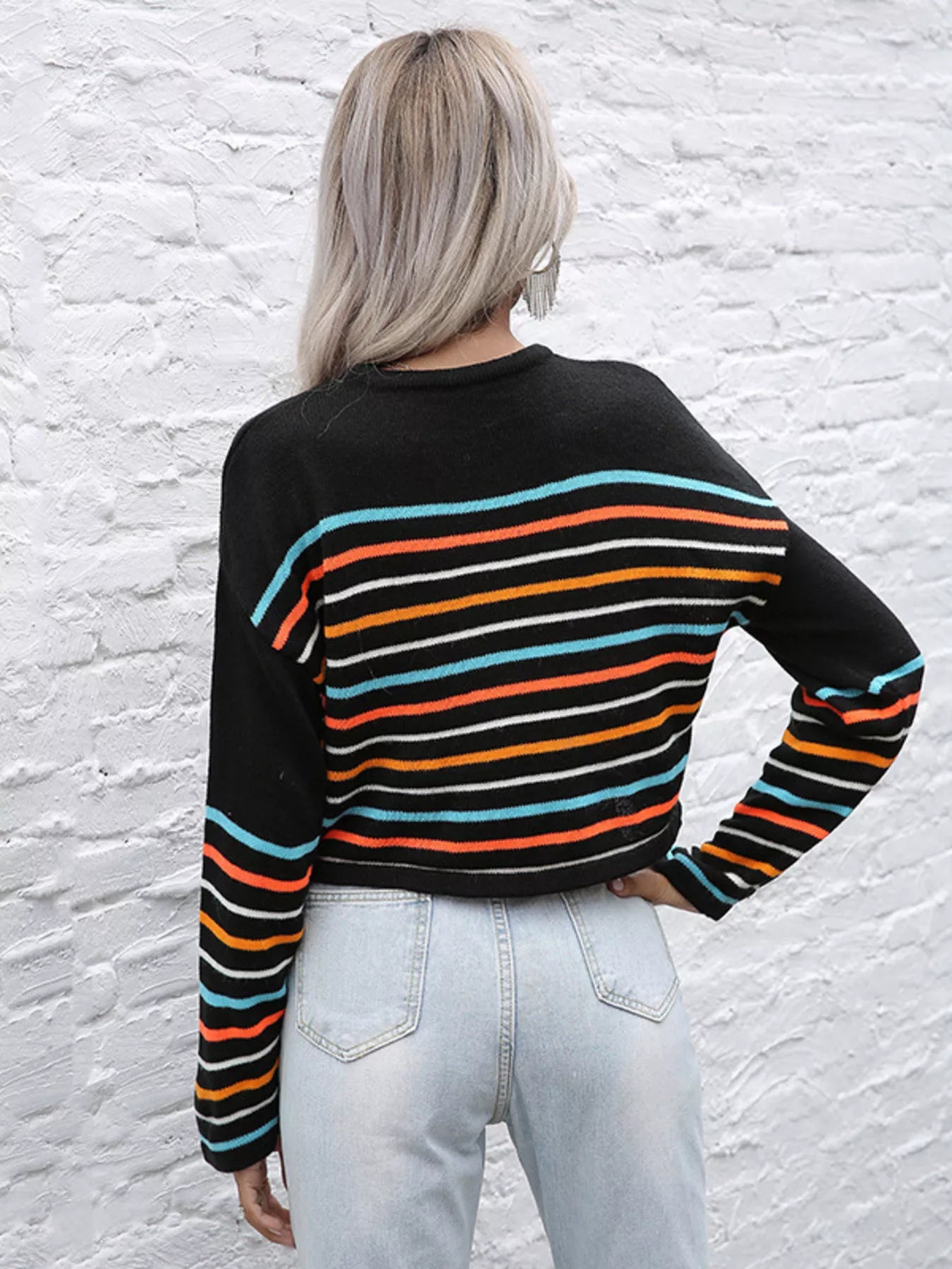 Striped Long Sleeve Knit Top