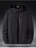 Men's Plus Size Hooded Windproof Zip Up Outdoor Jacket