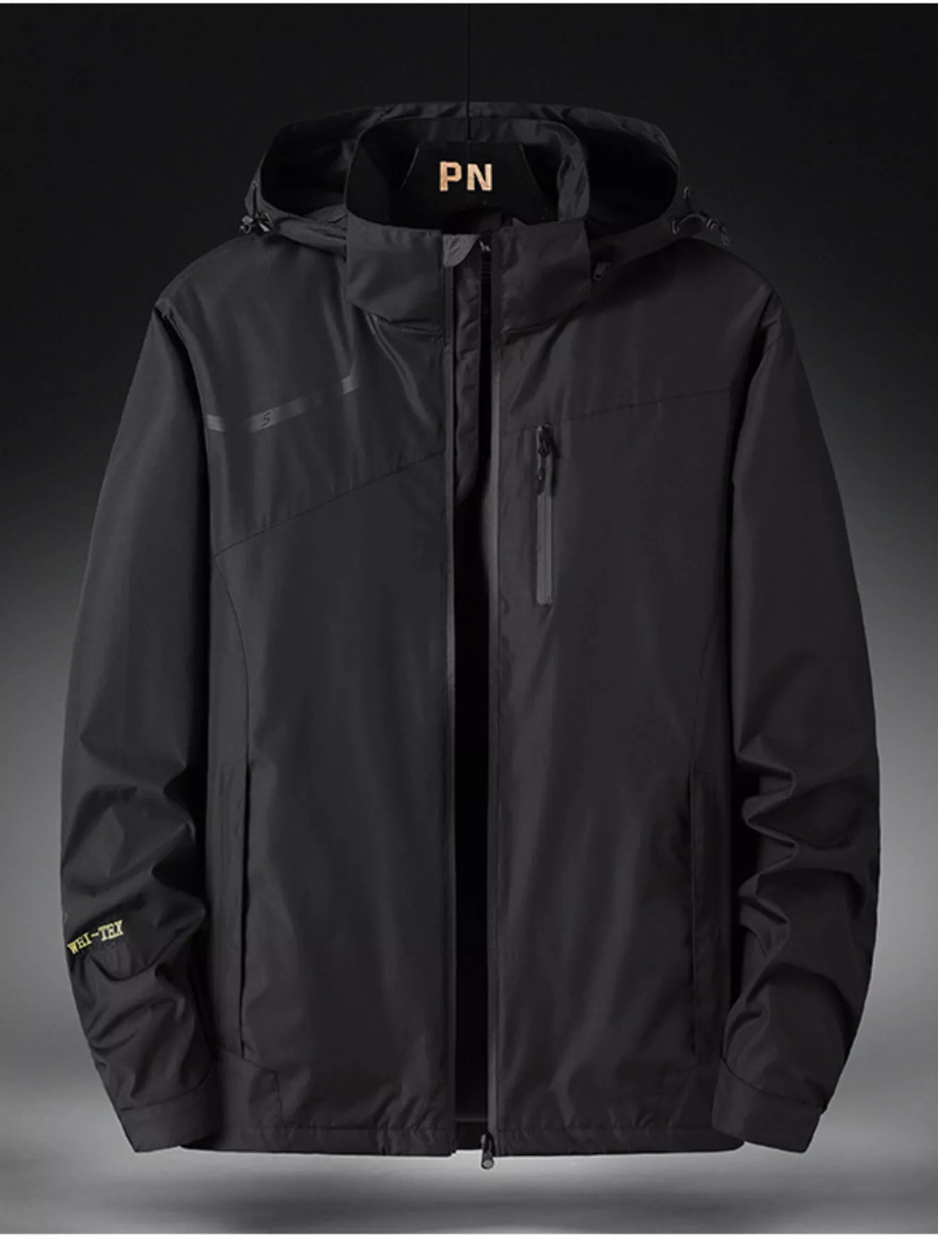 Men's Plus Size Hooded Windproof Zip Up Outdoor Jacket