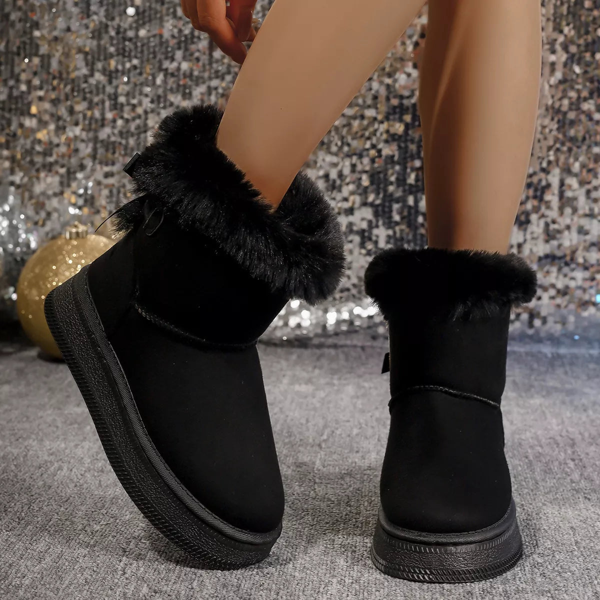 Cozy Faux Fur Trim Boots