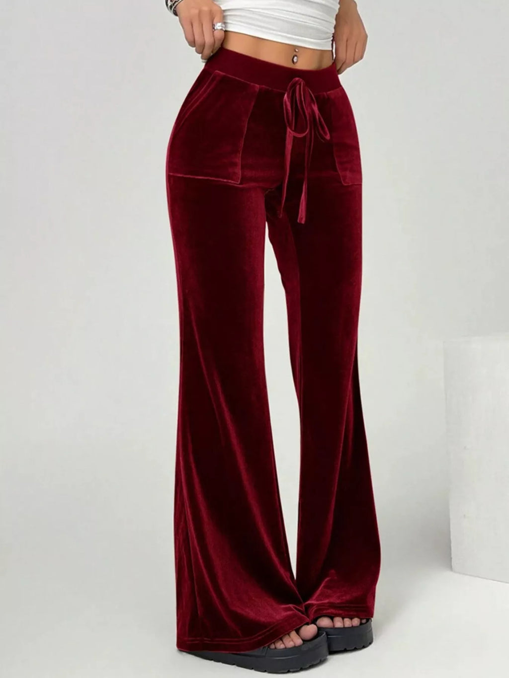 Velvet Flare Leg Pants