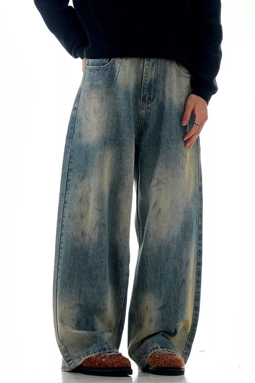 Men's Vintage Wash Wide Leg Jeans