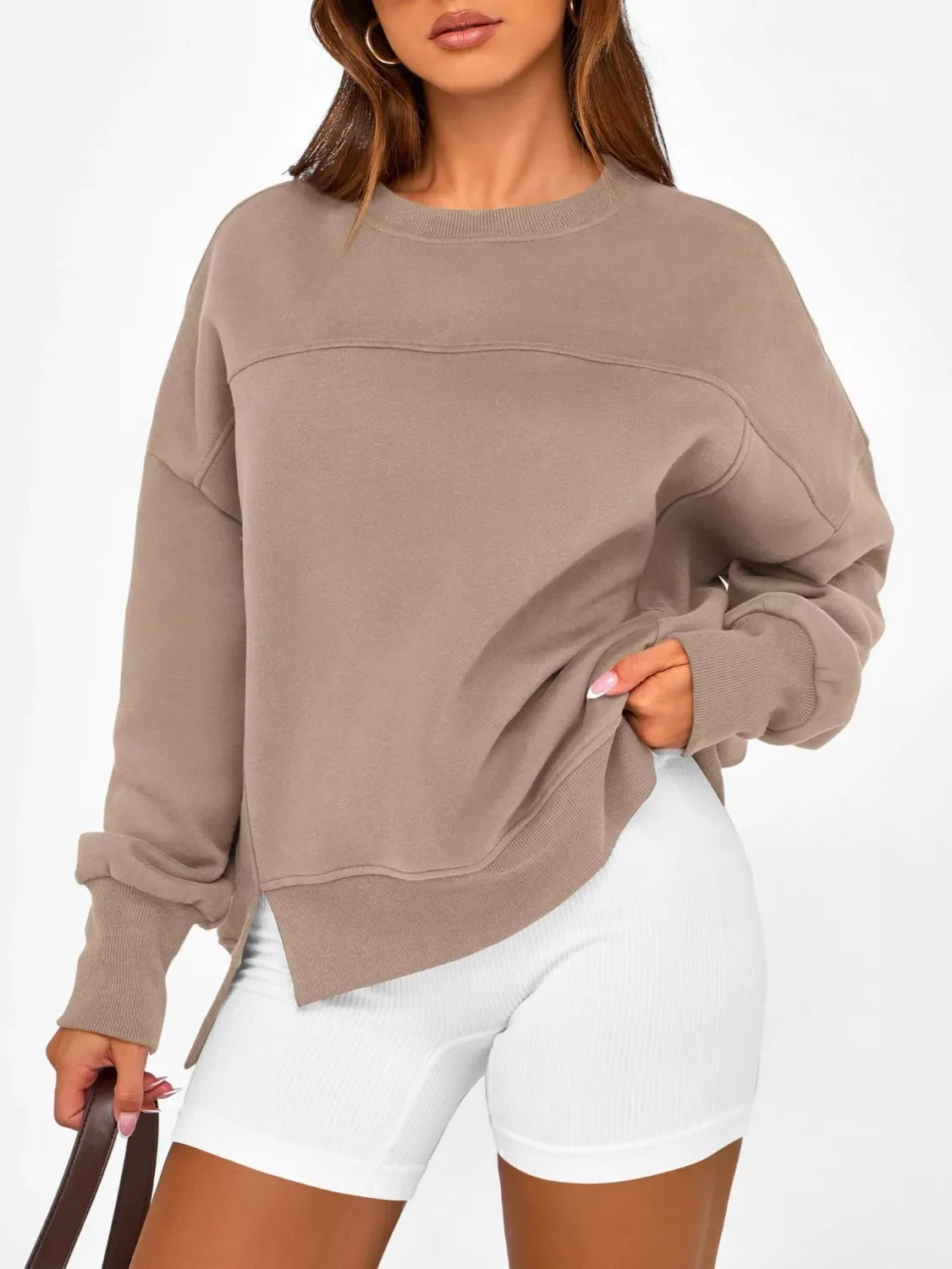 Casual Loose Side Slit Sweatshirt