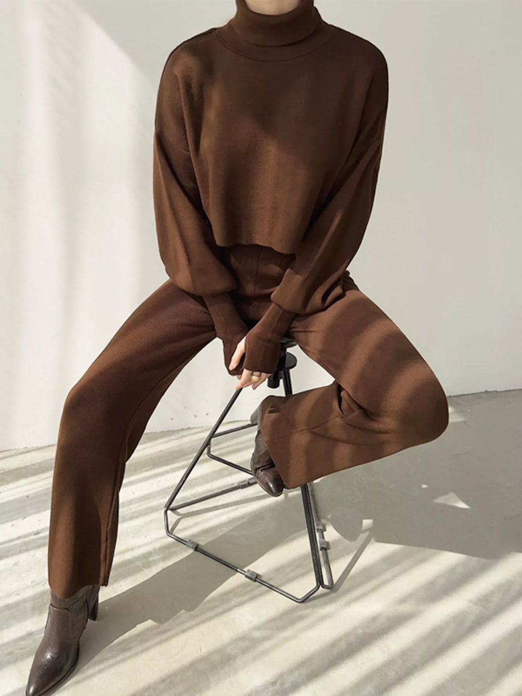 Turtleneck Long Sleeve Top & Pants Set