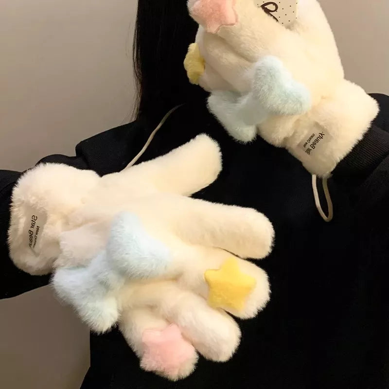 Star Plush Winter Gloves