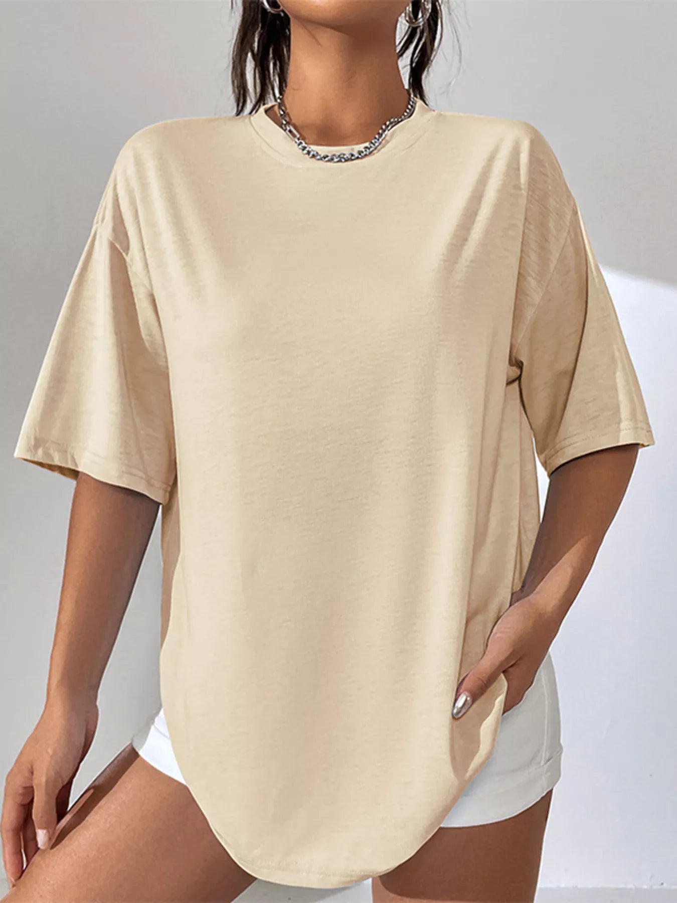 Oversized Solid Color Casual T-Shirt