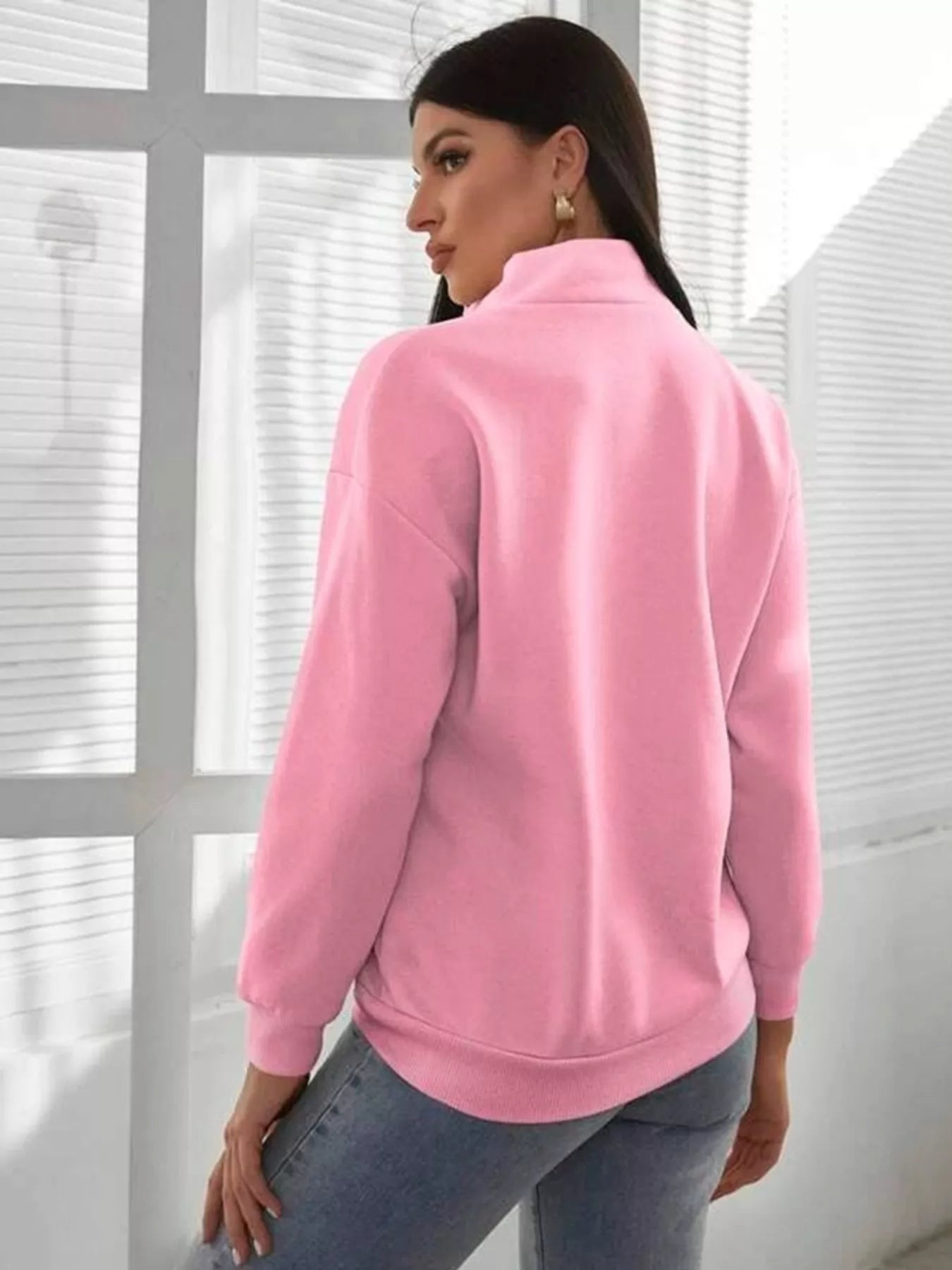 Zip-Up Collar Sweatshirt with Pocket