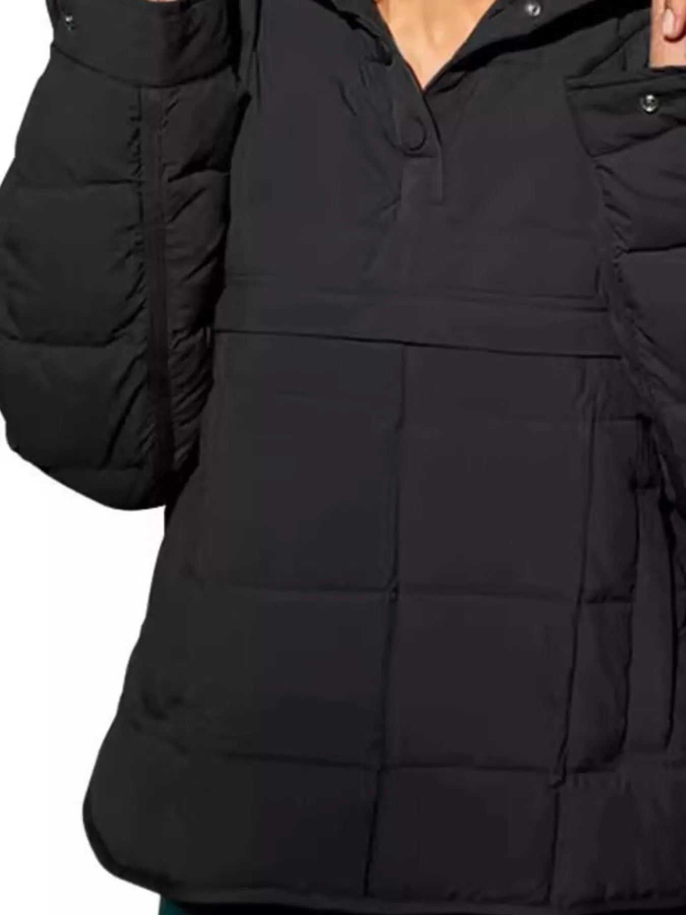 Full Size Quarter Snap Hooded Puffer Top Plus Size