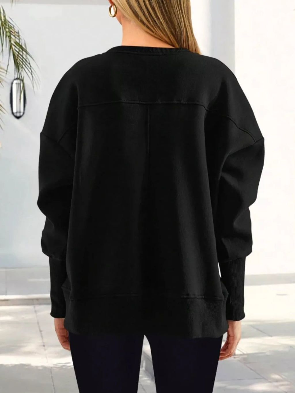 Casual Loose Side Slit Sweatshirt