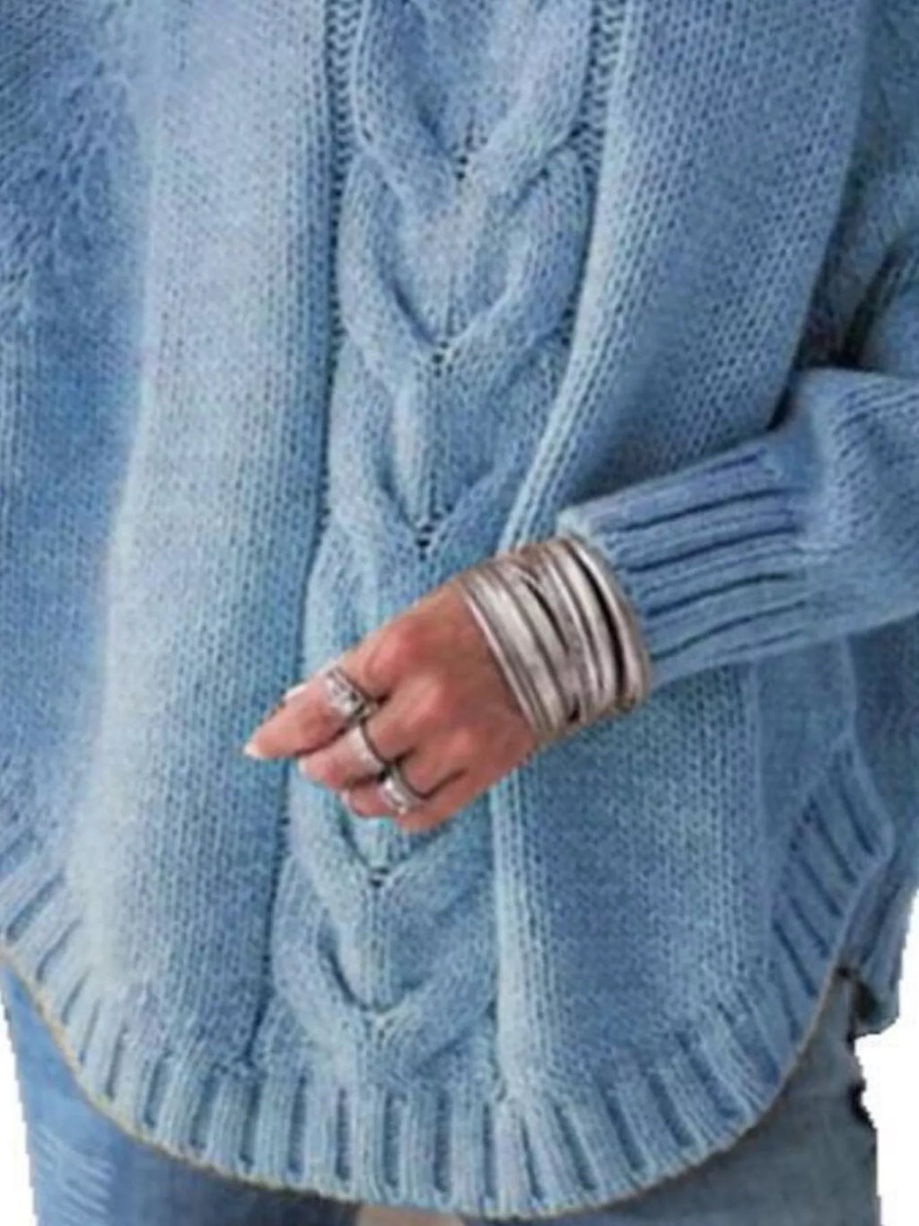 Full Size Cable-Knit Long Sleeve Sweater Plus Size