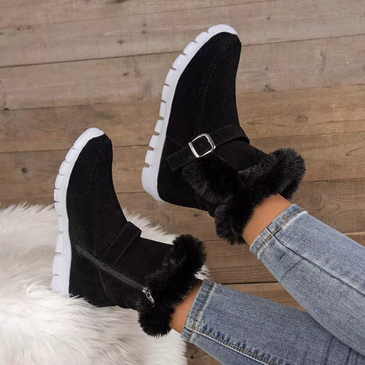 Faux Fur Trim Ankle Boots