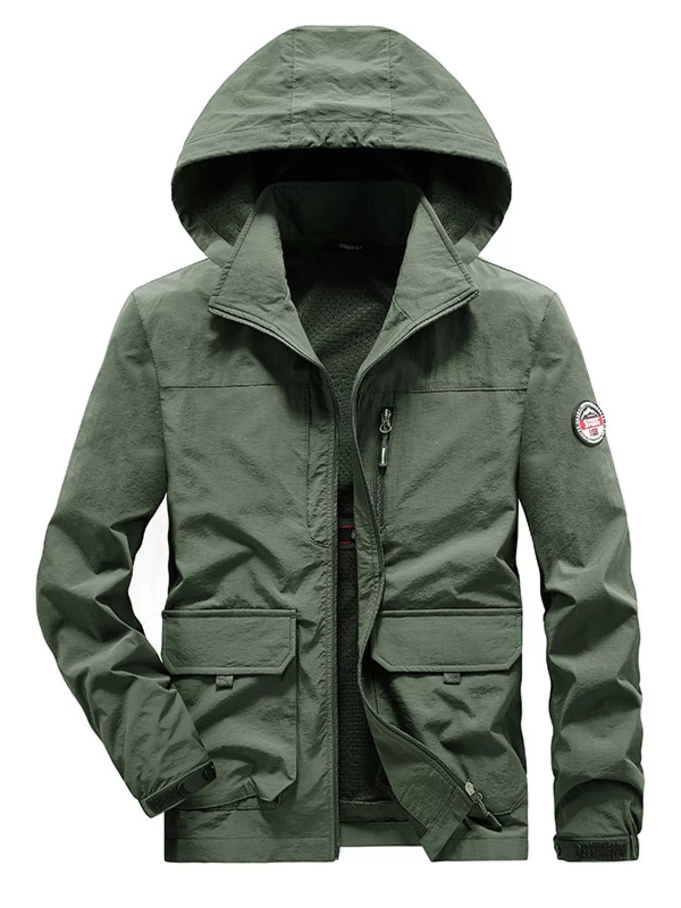 Men's Plus Size Lightweight Hooded Windproof Outdoor Jacket