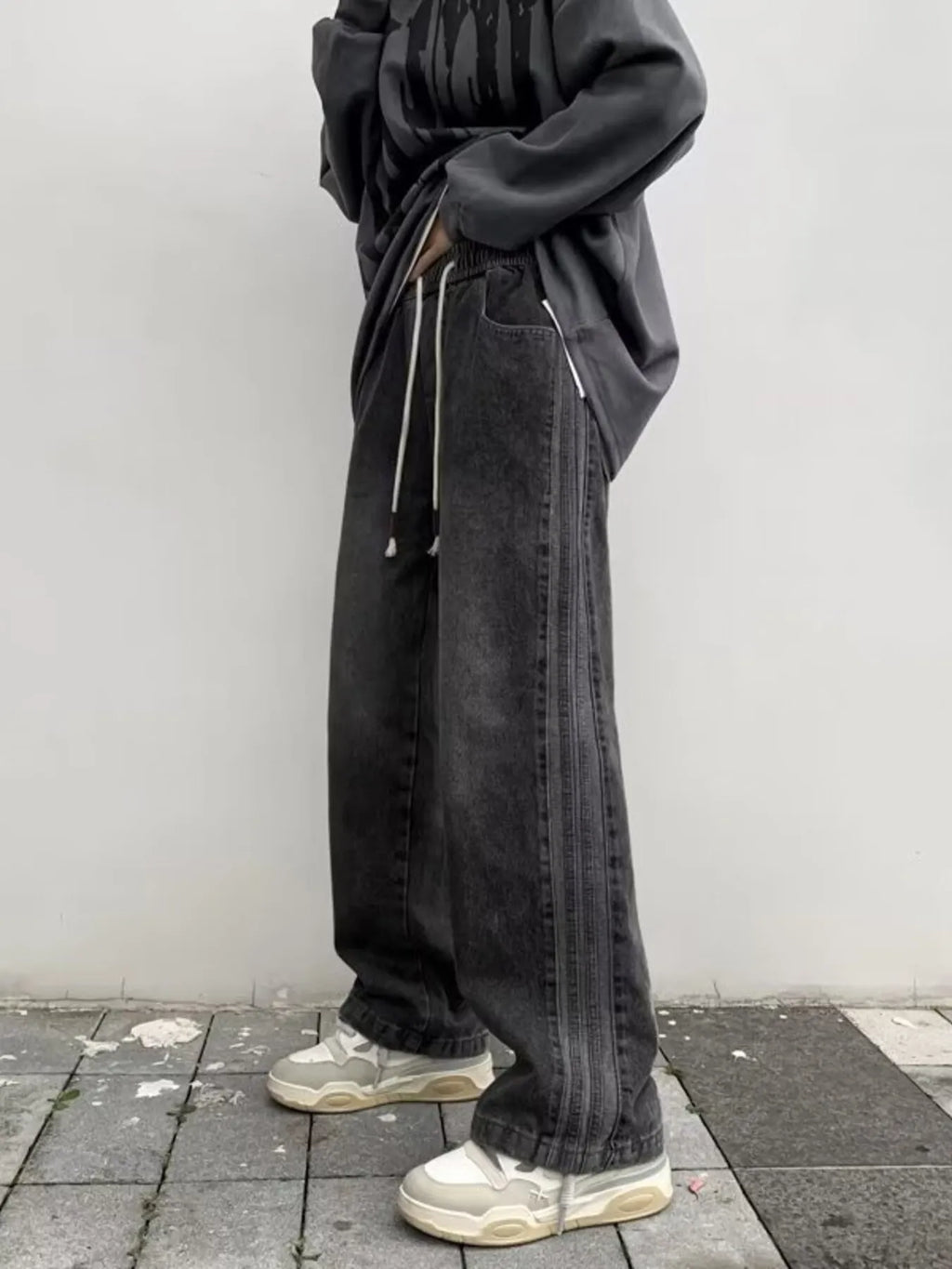 Men's Full Size Vintage Wash Wide Leg Jeans Plus Size