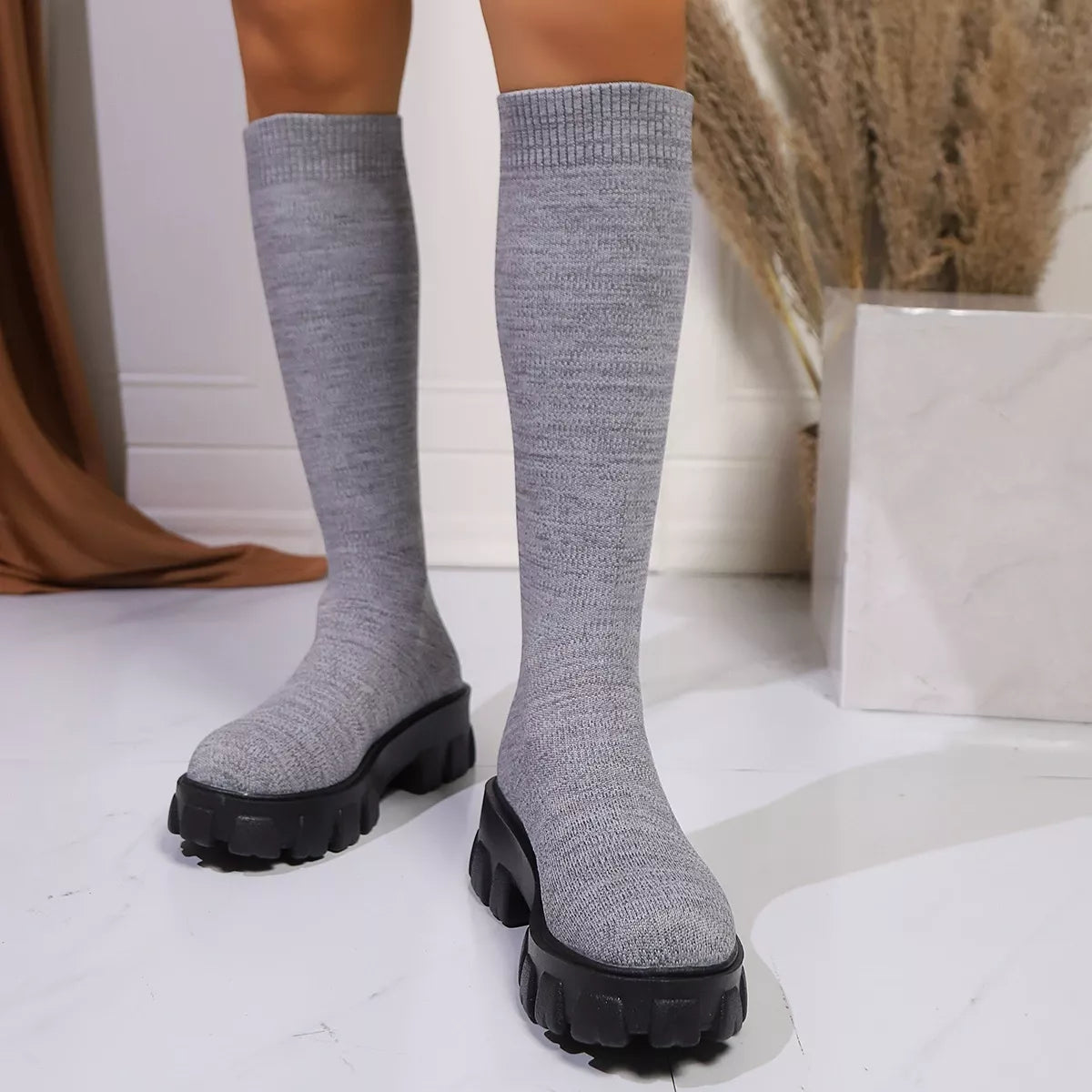 Chunky Platform Knee High Boots