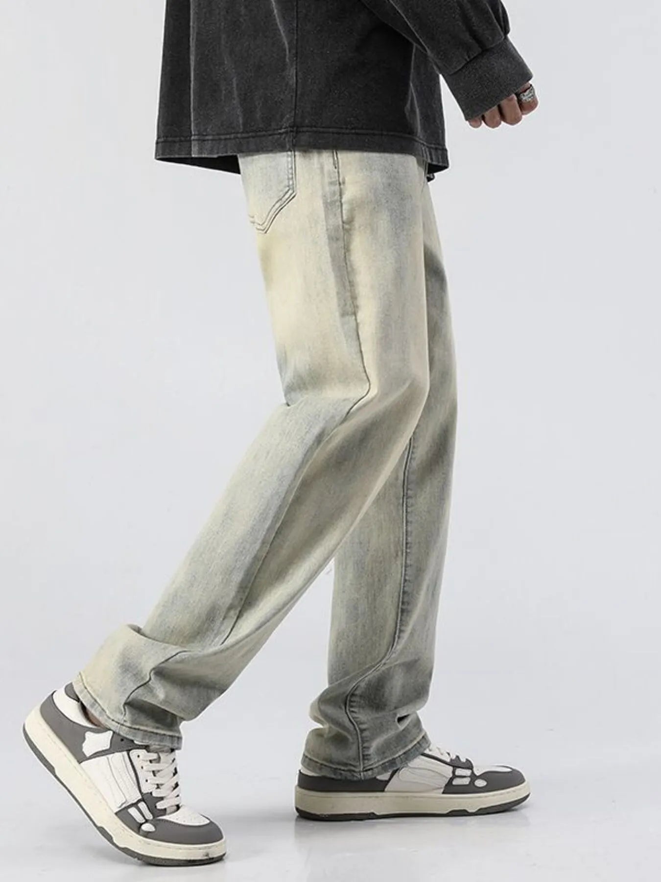Men's Full Size Vintage Wash Loose Fit Jeans Plus Size